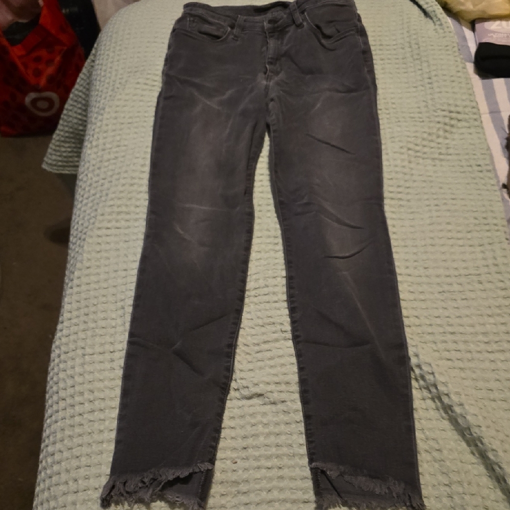 Joe's Jeans Skinny Frayed Hem Charcoal Gray